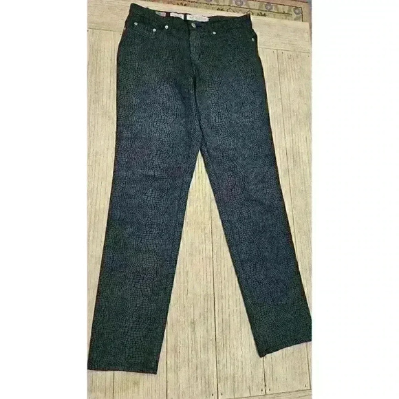 Fabrizio Gianni Women's Jeans Size 9 Dark Gray Alligator Print Straight Leg - Picture 1 of 6